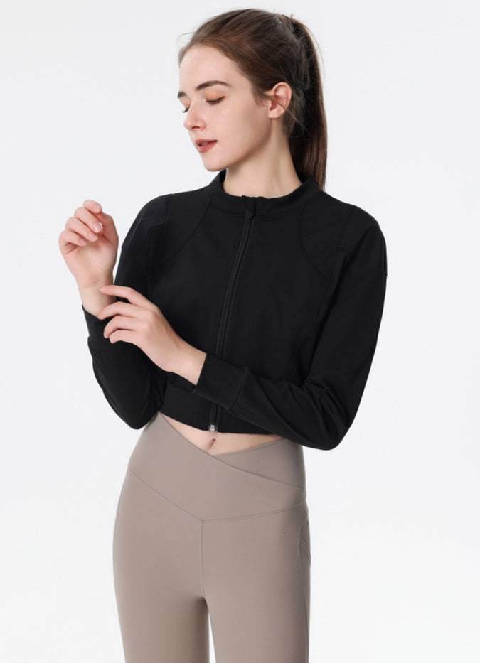 Ribbed Crop Workout Jacket