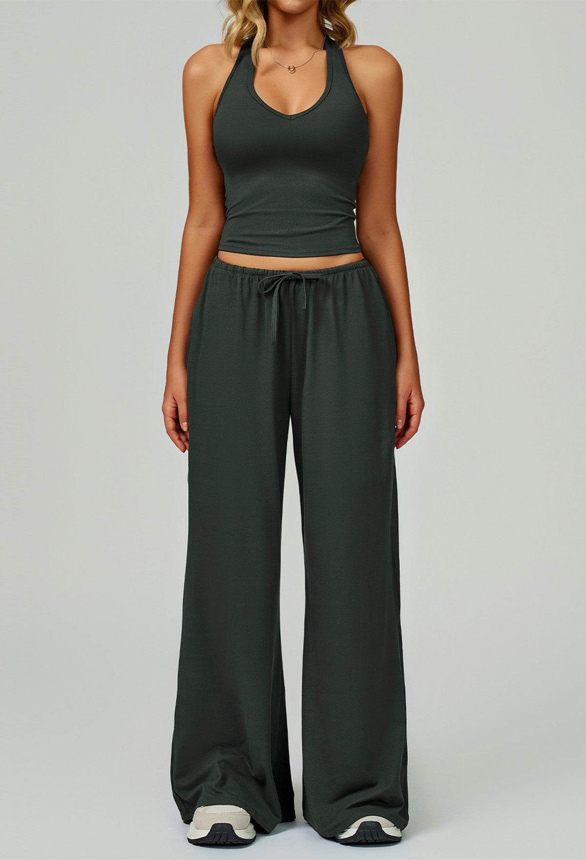 Activewear Wear with Tank Top and Wide Leg Lounge Pants