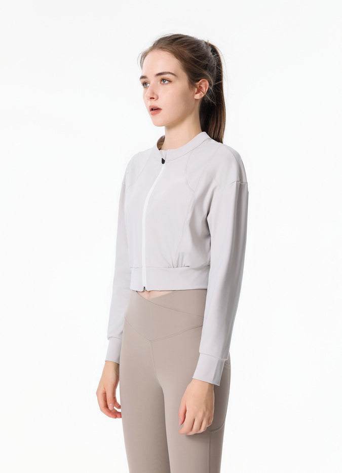 Ribbed Crop Workout Jacket