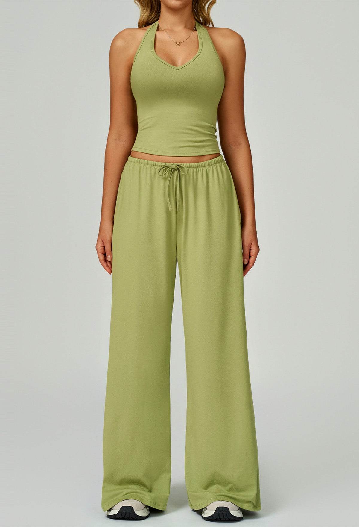 Activewear Wear with Tank Top and Wide Leg Lounge Pants