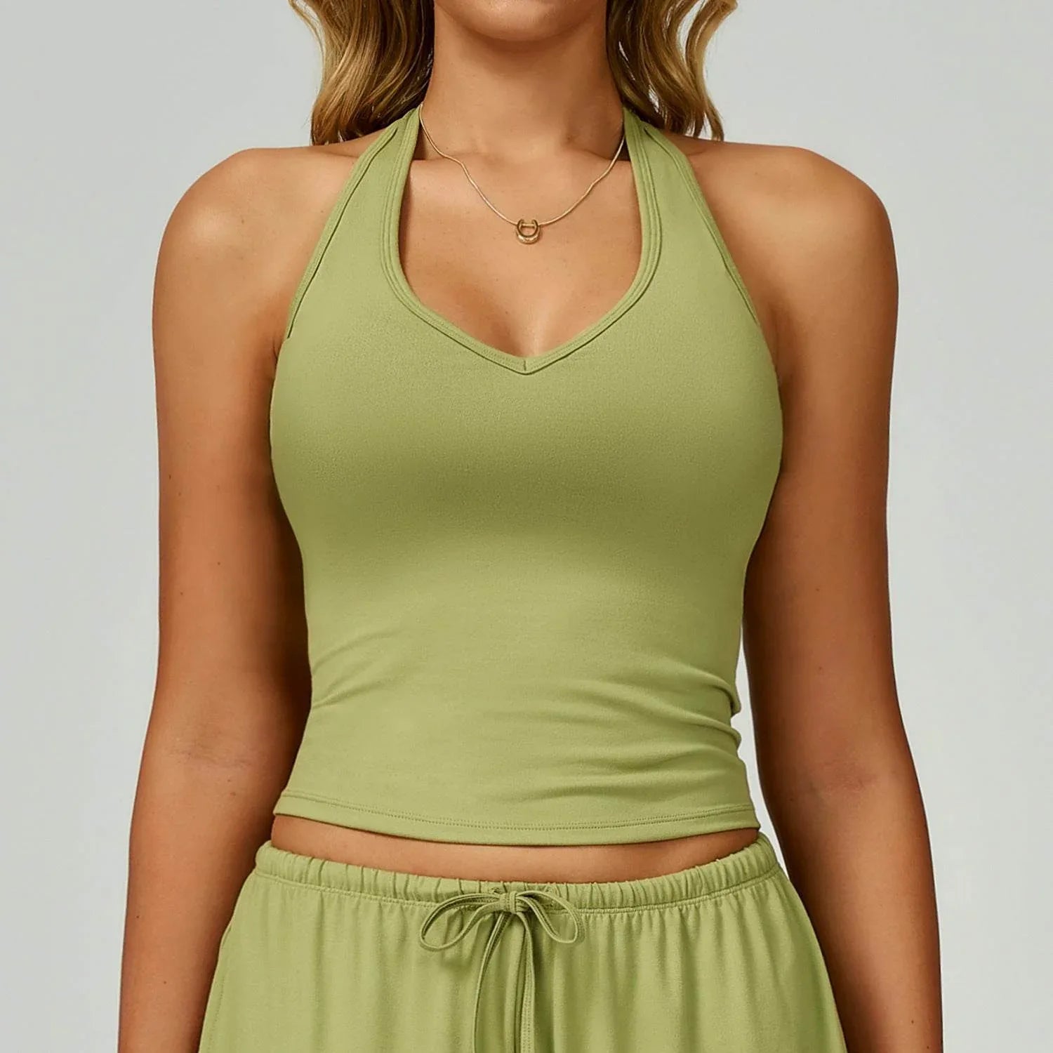 Workout Tank Top with Removable Bra Pad - Lime Green