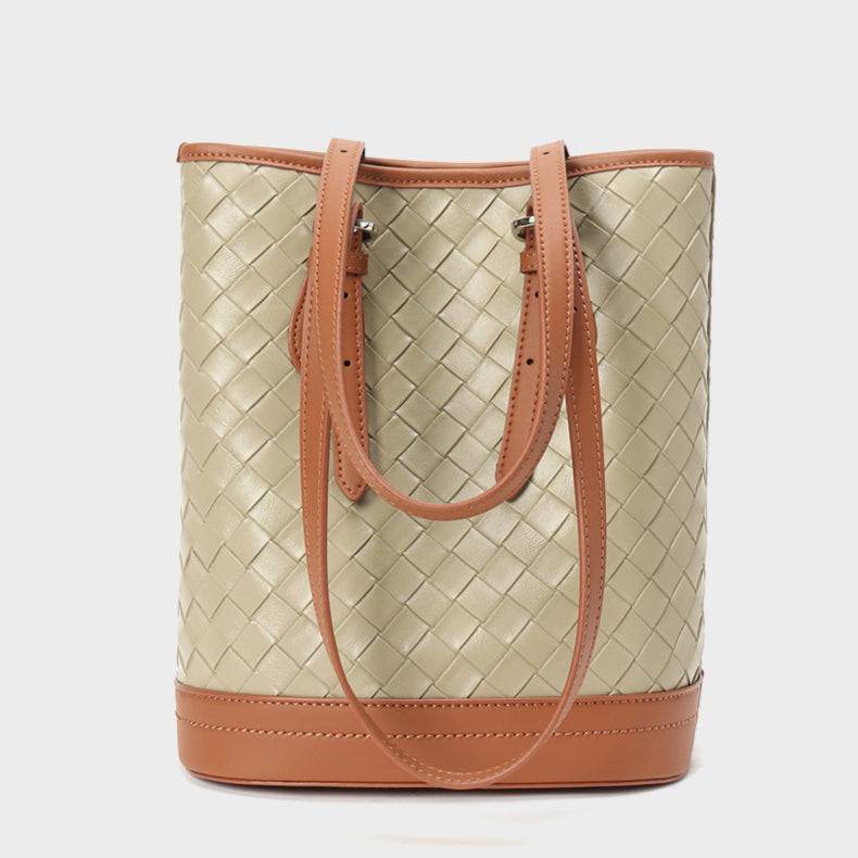 Leather Shoulder Bag Handheld Bucket Bag