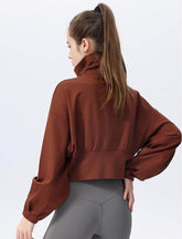 Casual Loose Sports Jacket with High Collar and Zipper