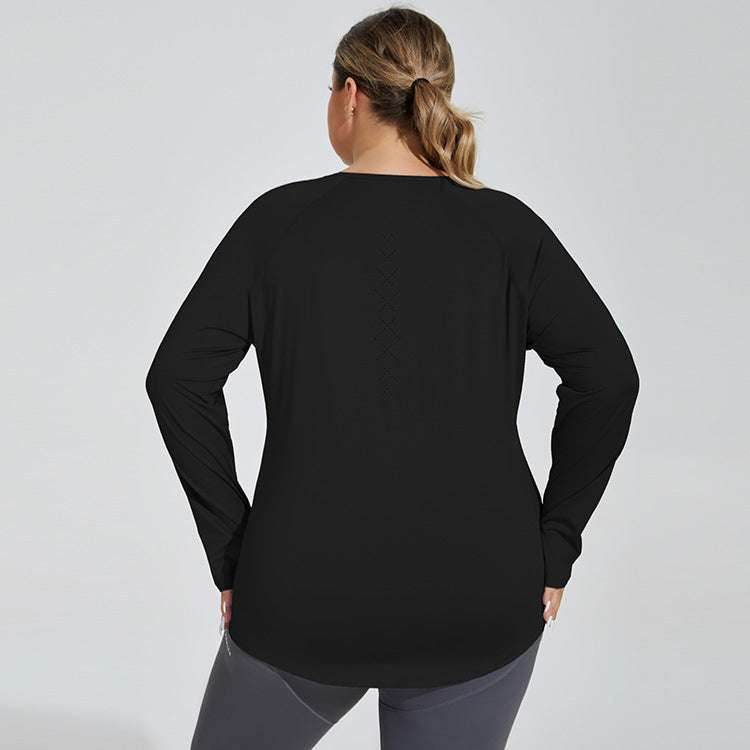 Plus Size Loose Long Sleeve Yoga T-Shirts