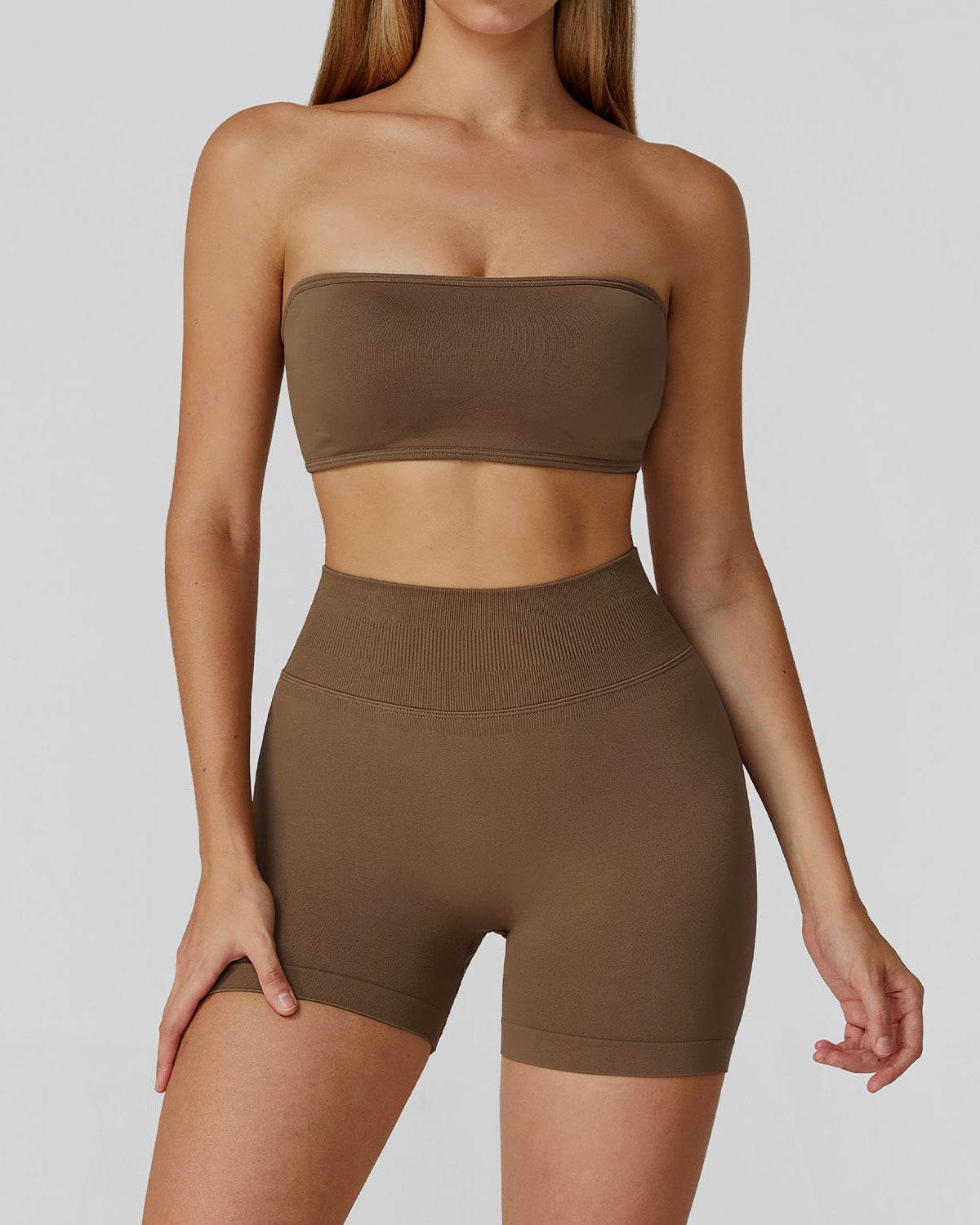 Athletic Wear with Strapless Tube Top and Short