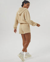 Loose Sports Set with Full Zip Hooded and Adjustable Short