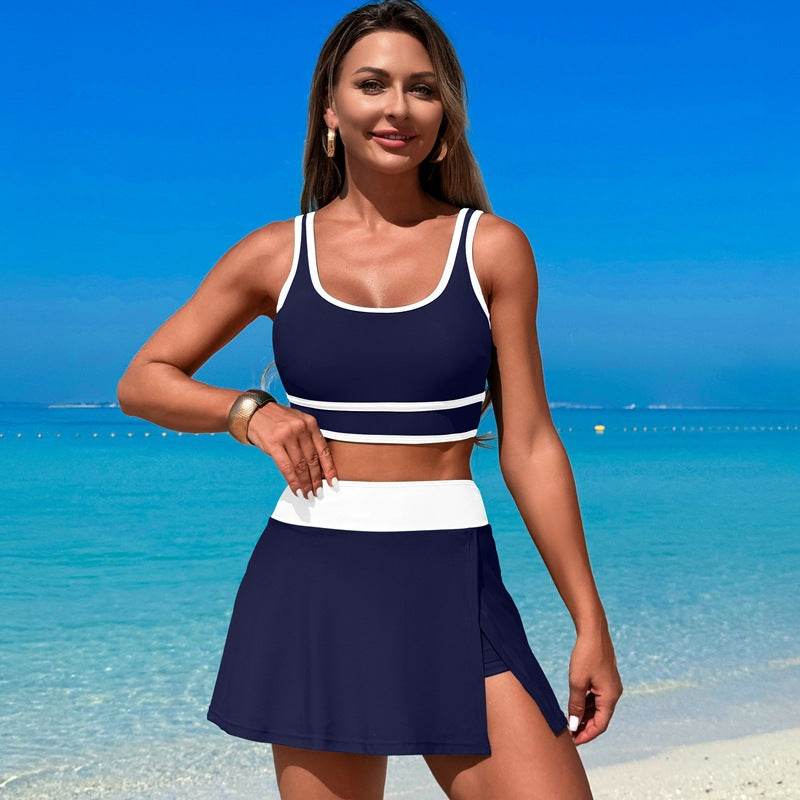 Two Piece Color Block High Waisted Bikini Sets