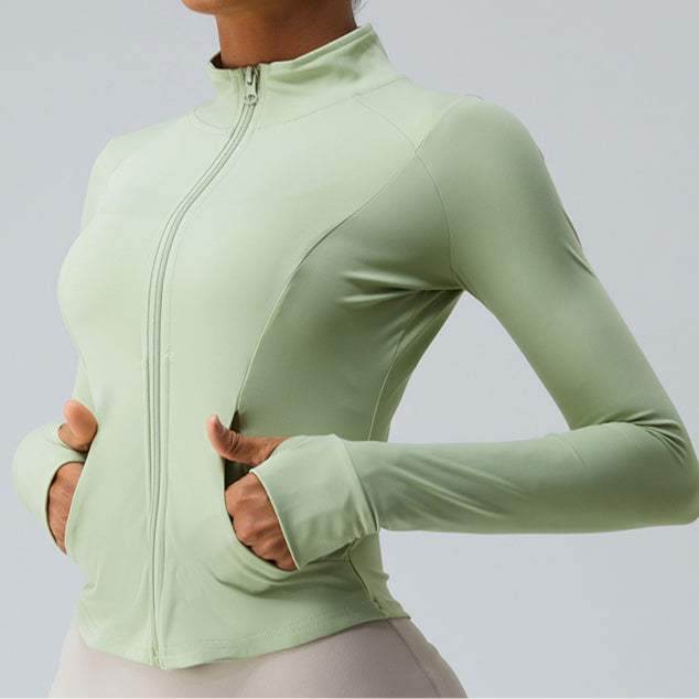 Cropped Full Zip Slim Fit Athletic Jacket