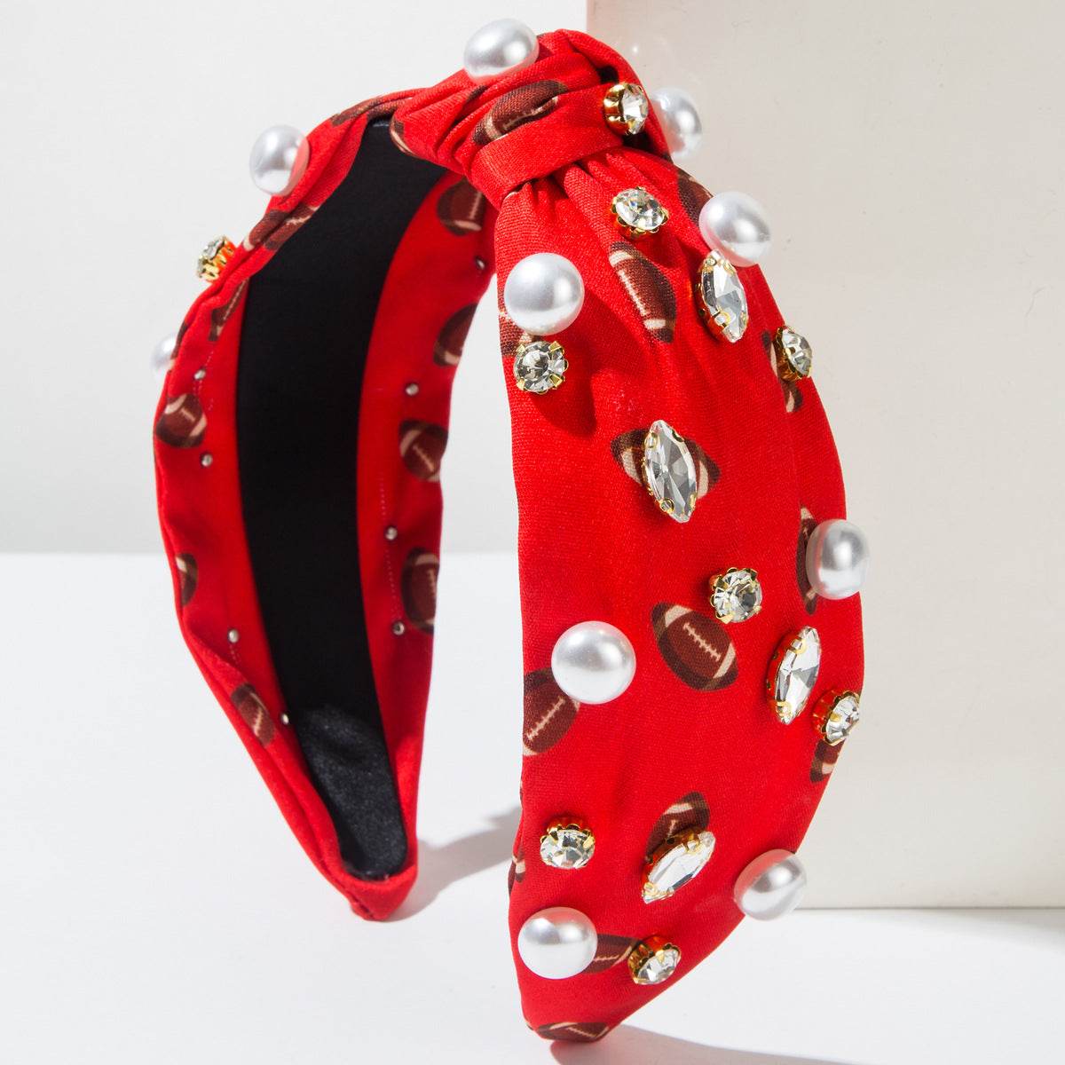 Sports Style Ball Twisted Headbands With Studded Beads and Diamonds