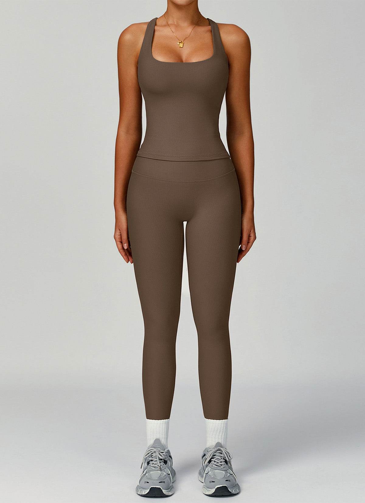 Ribbed Activewear Set with Sports Tank Top and Legging