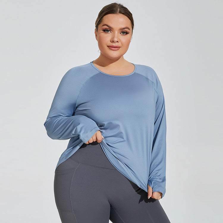 Plus Size Loose Long Sleeve Yoga T-Shirts