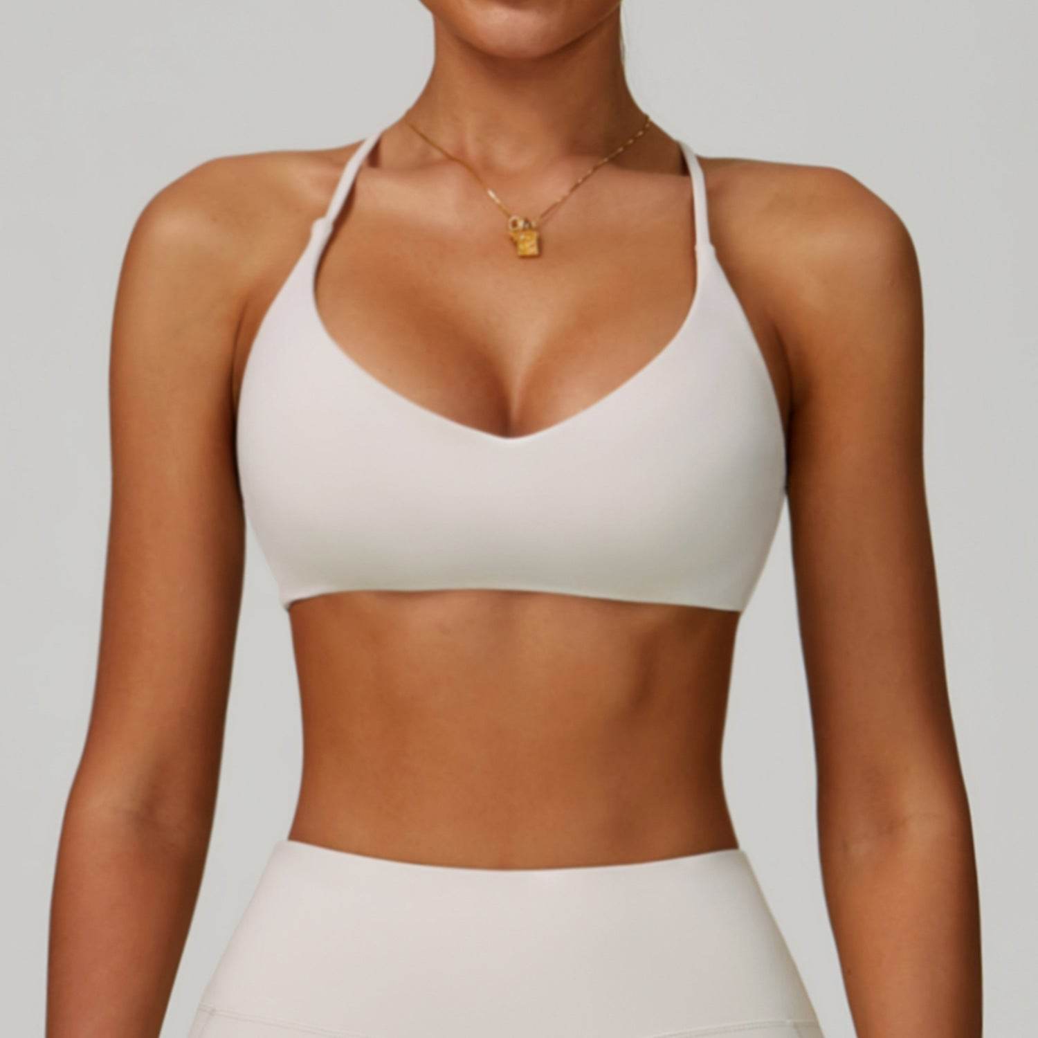 Spaghetti Straps Cross Back Sports Bra