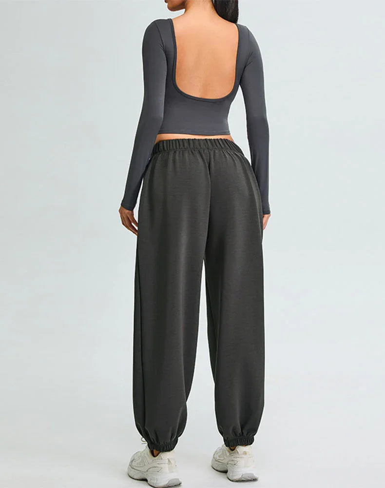 Activewear Set with U-Shaped Back Top and Sweatpant