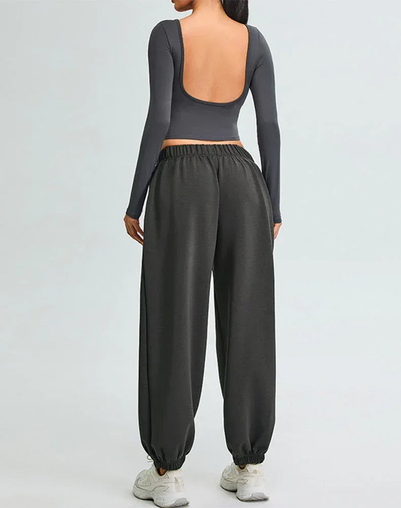 Activewear Set with U-Shaped Back Top and Sweatpant -
