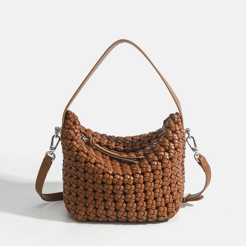 PU Handmade Woven Bucket shape Tote bag