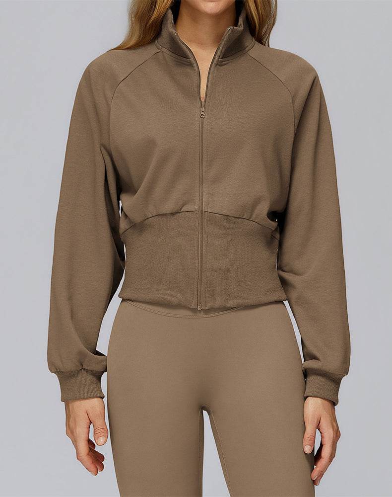 Zip Up Casual Jacket Workout Long Sleeve Crop Tops