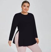 Plus Size Yoga Long Sleeve Hooded T-Shirt