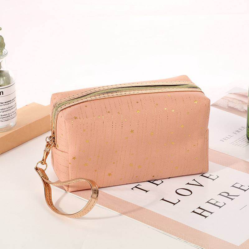 Glitter Star Portable Cosmetic Traveling Bag With Wristlet