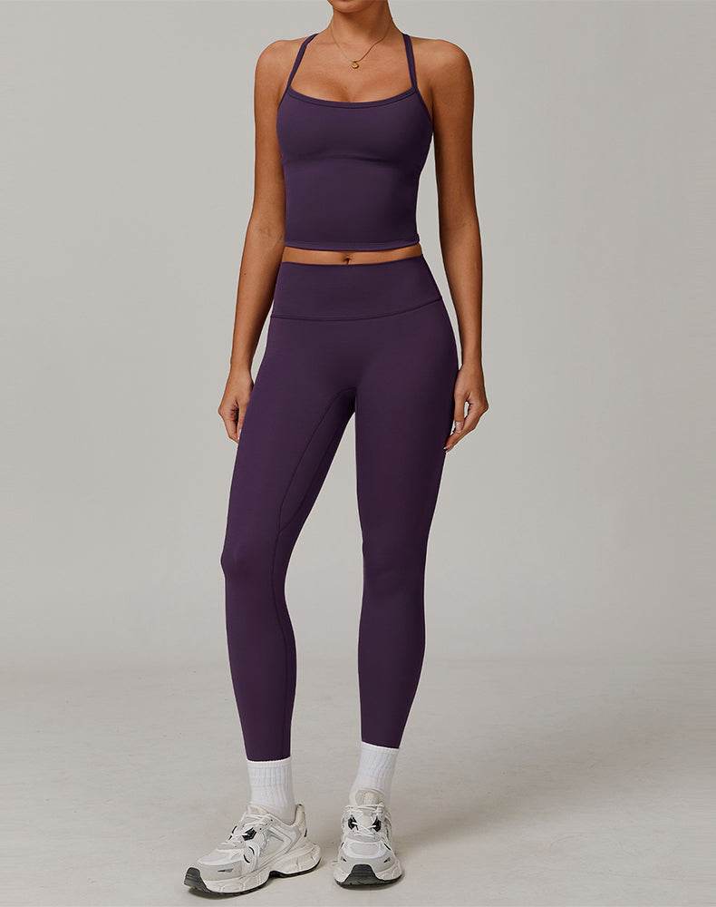 Athletic Wear with Criss Cross Back Tank Top and Legging