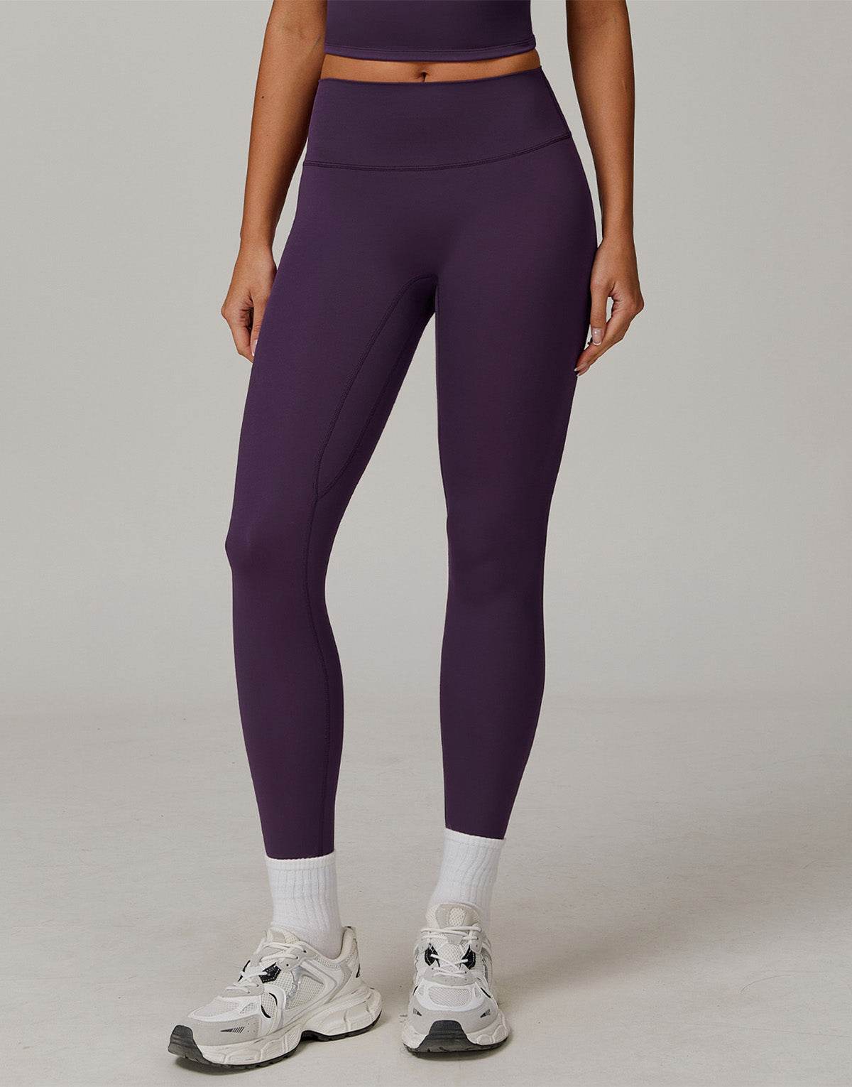 No Front Seam High Waist Sports Leggings - Purple