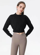 Ribbed Crop Workout Jacket