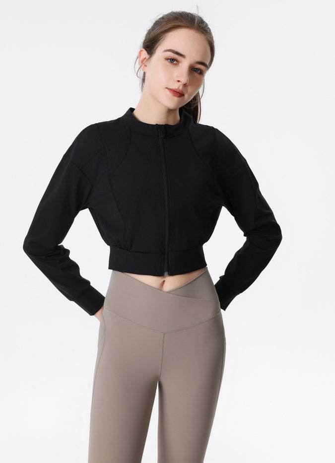 Ribbed Crop Workout Jacket