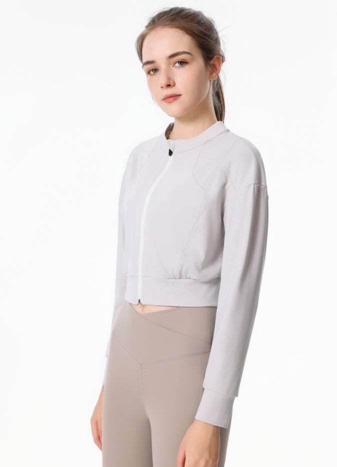 Ribbed Crop Workout Jacket