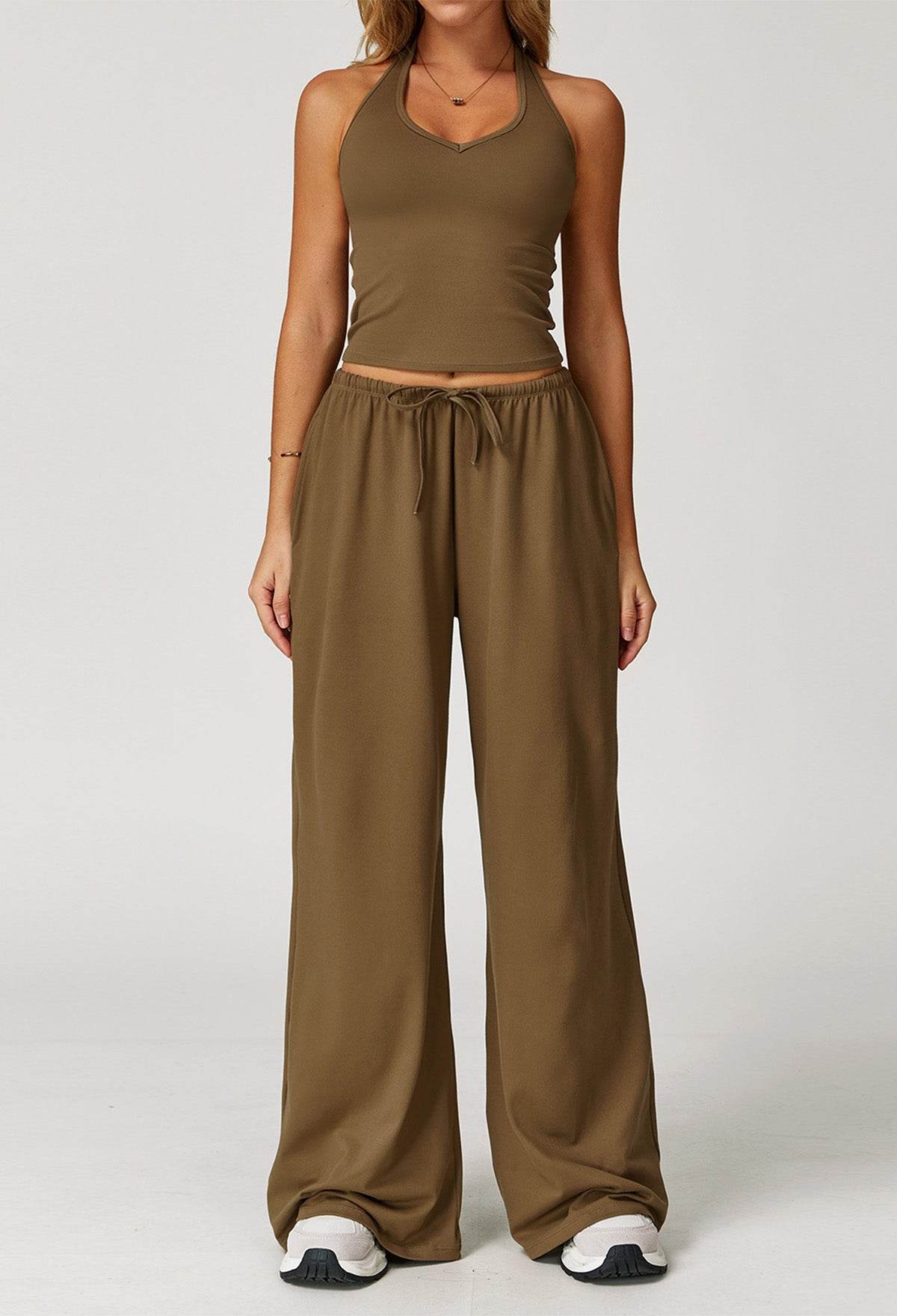 Activewear Wear with Tank Top and Wide Leg Lounge Pants