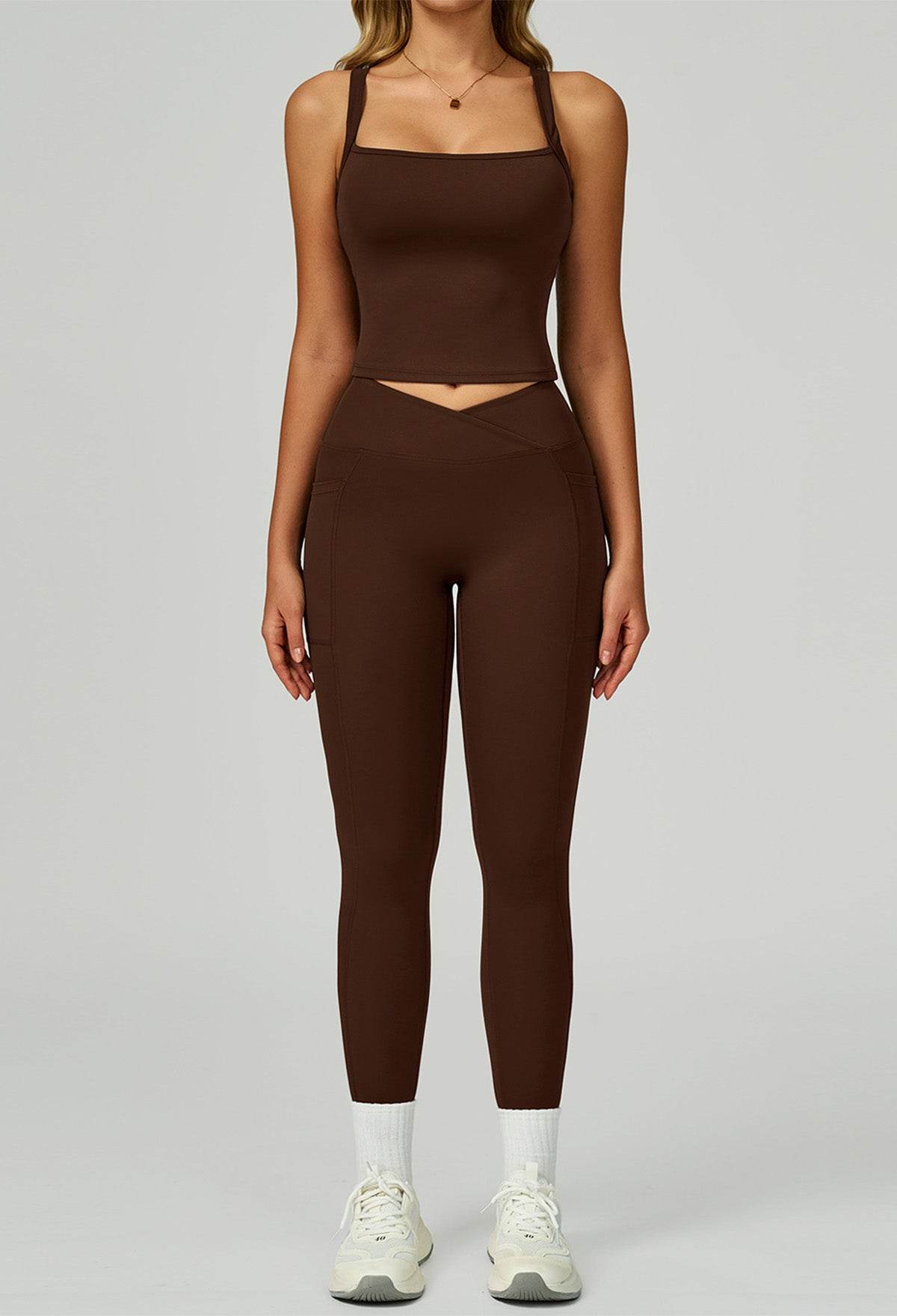 Activewear Set with Wide Strap Tank Top and Legging