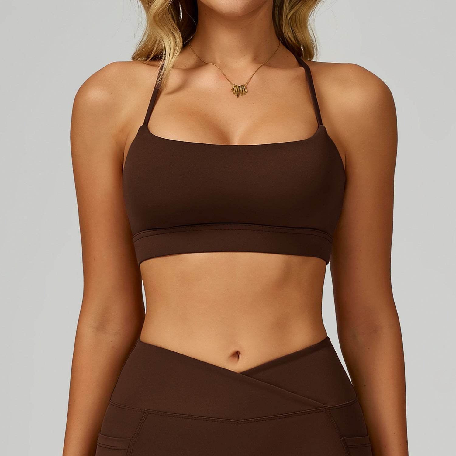 Cross Back Yoga Bra with Removable Chest Pad