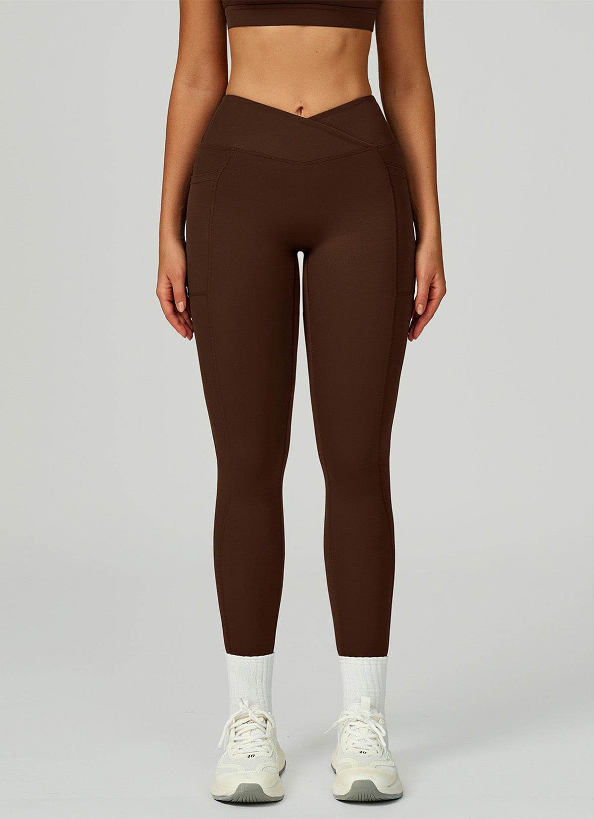 Cross Waist Yoga Leggings with Pockets