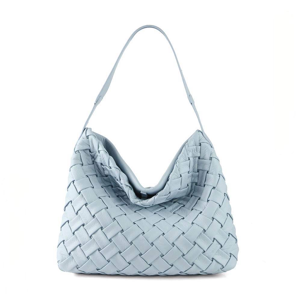 Vegan Leather Woven Tote Bag