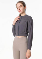 Ribbed Crop Workout Jacket