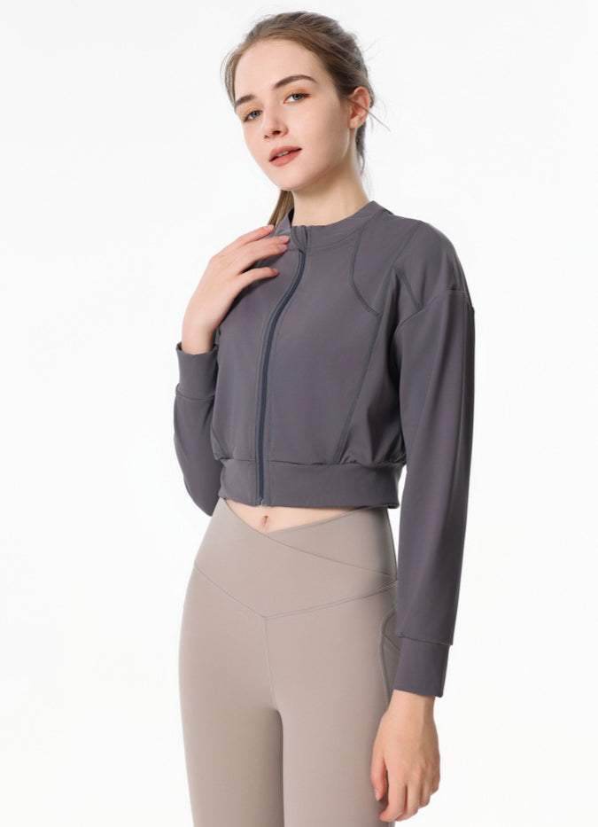 Ribbed Crop Workout Jacket