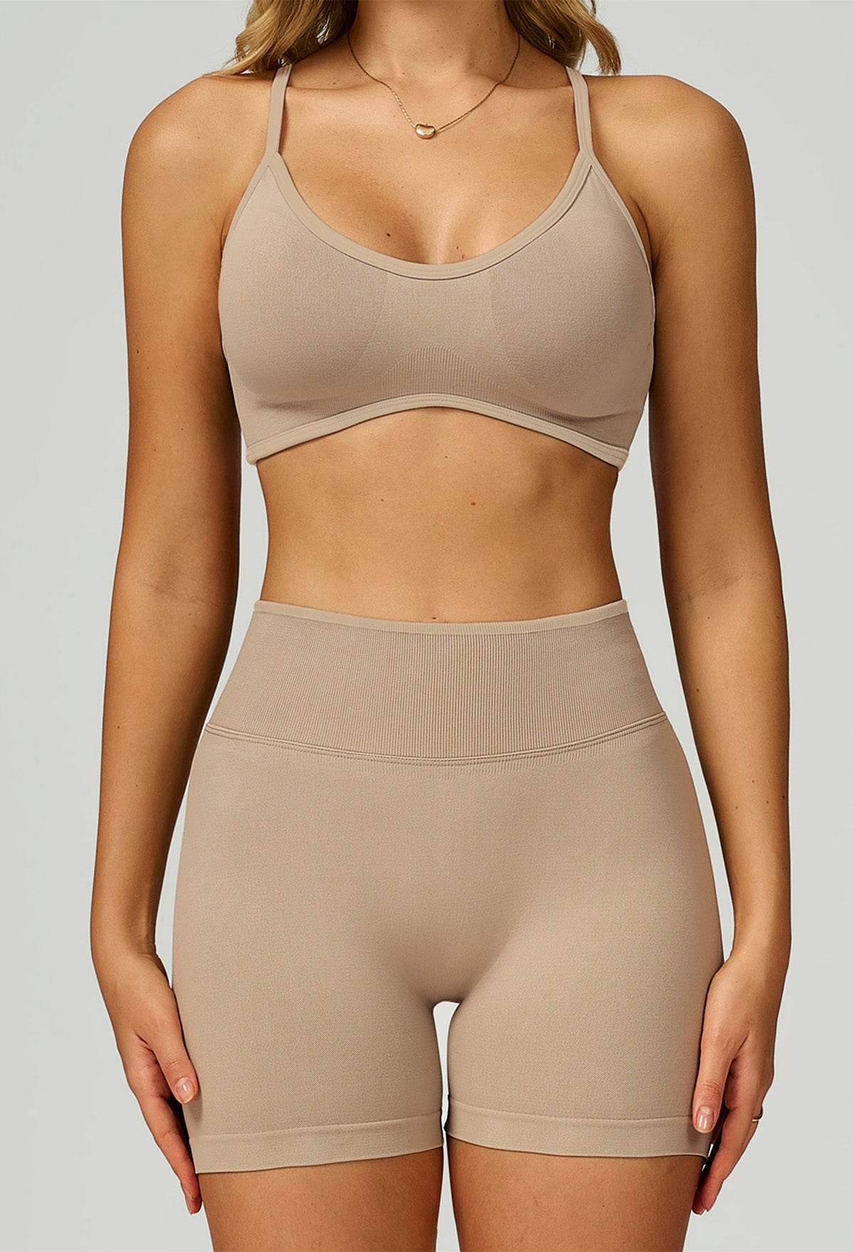 Sport Set with Color Block Sports Bras and Short