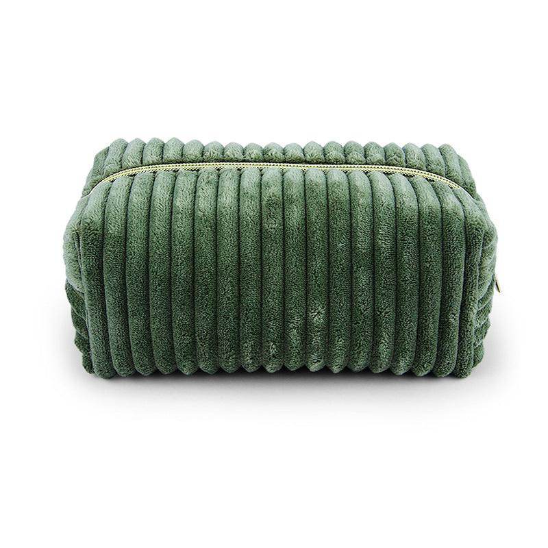 Vertical Stripes Corduroy Cosmetic Bag