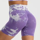 Tie Dye Print High Waist Yoga Short