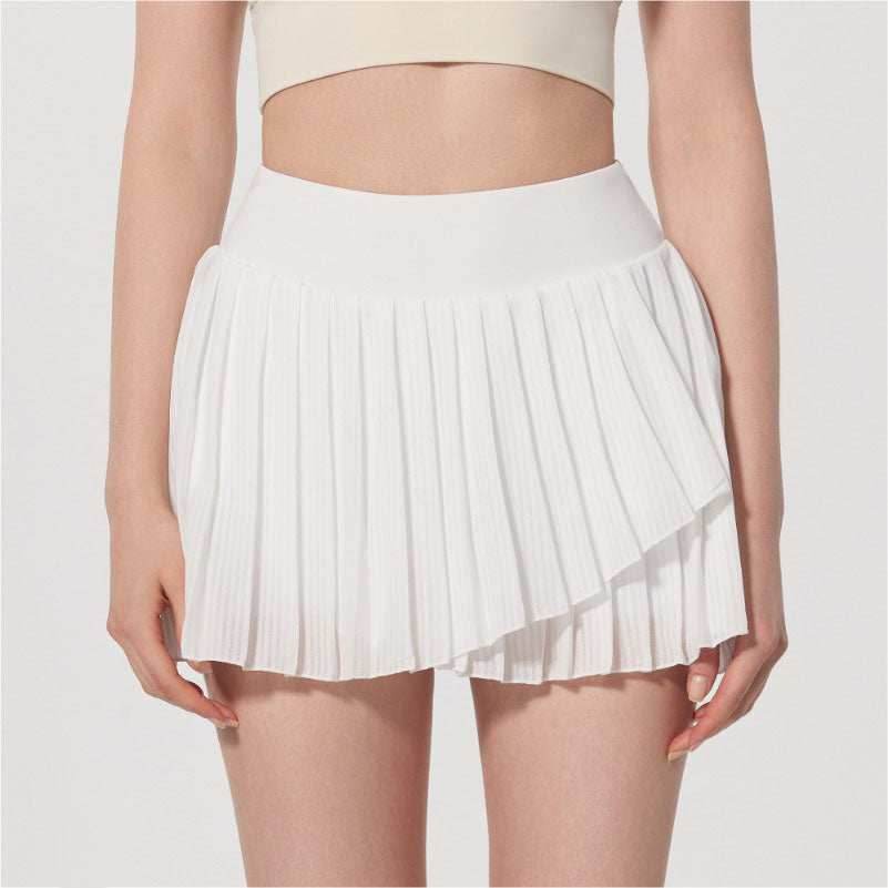 Fashion Solid Color Double Layer Tennis Skirt