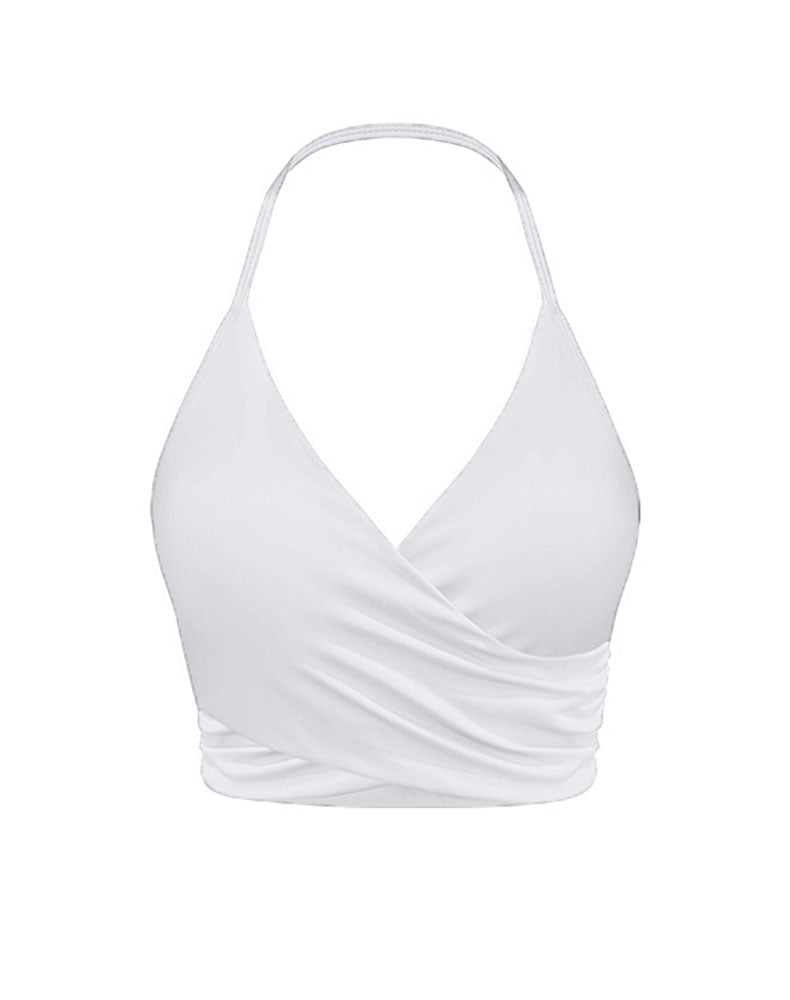 Halter Sports Tank Crop Tops with Removable Bra Pad