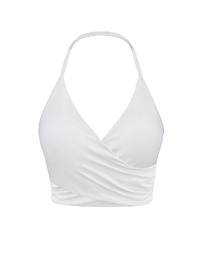 Halter Sports Tank Crop Tops with Removable Bra Pad