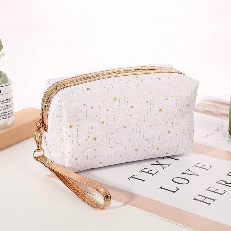 Glitter Star Portable Cosmetic Traveling Bag With Wristlet