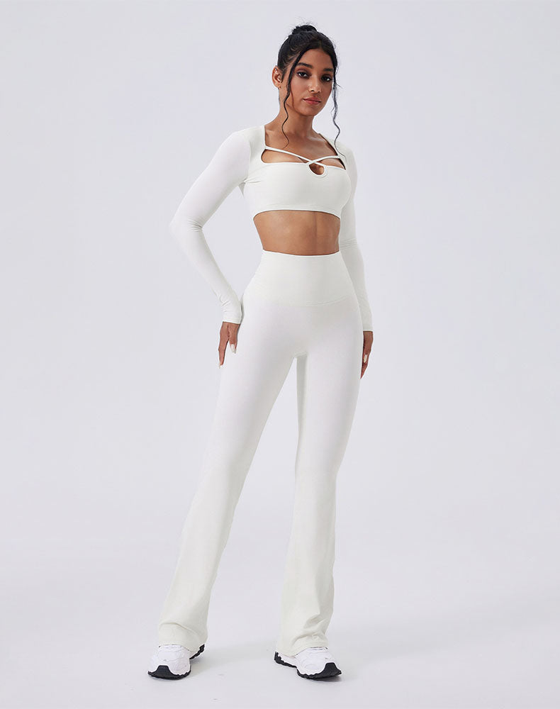 Activewear Set with crisscross thin strap Top and Flare Pant