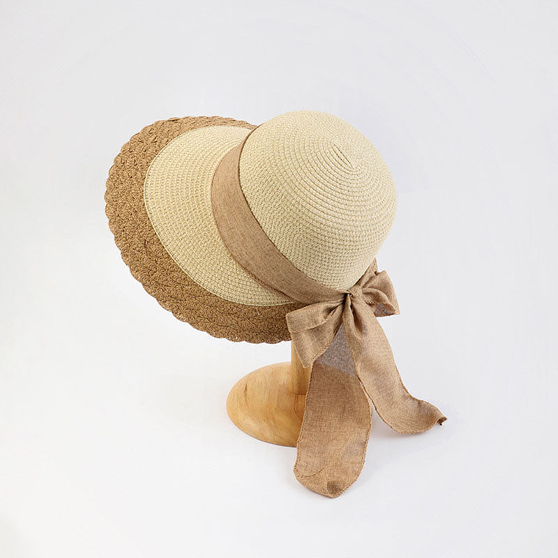 Summer Beach Straw Peach Shaped Hat with Bow
