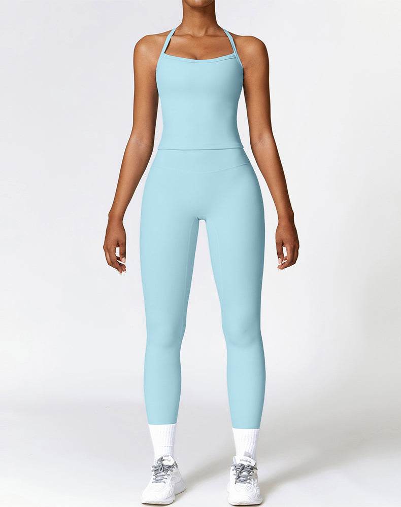 Athletic Wear with Criss Cross Back Tank Top and Legging