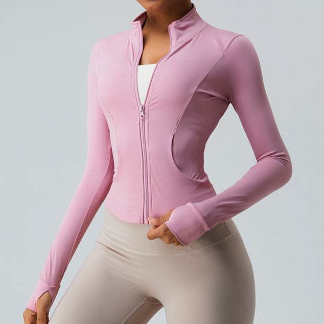 Cropped Full Zip Slim Fit Athletic Jacket