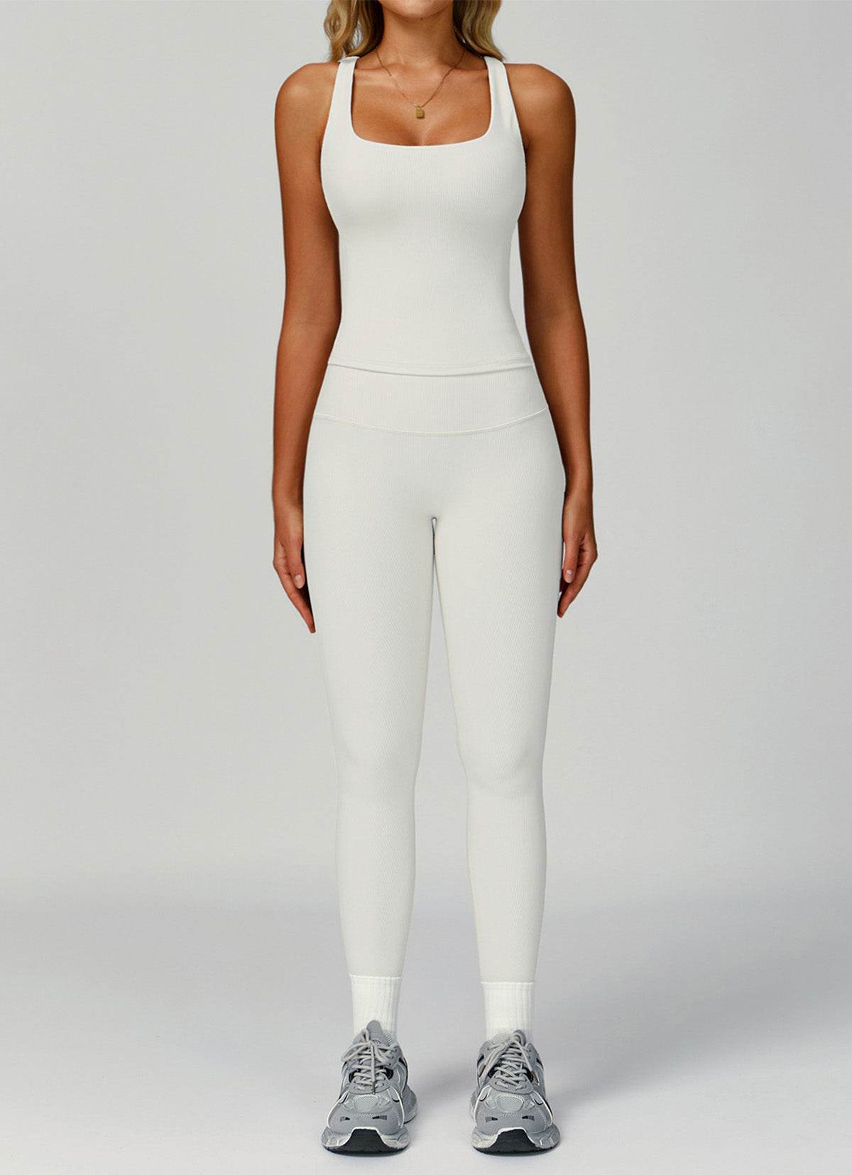 Ribbed Activewear Set with Sports Tank Top and Legging