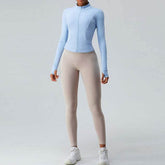 Cropped Full Zip Slim Fit Athletic Jacket