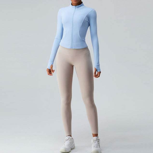 Cropped Full Zip Slim Fit Athletic Jacket