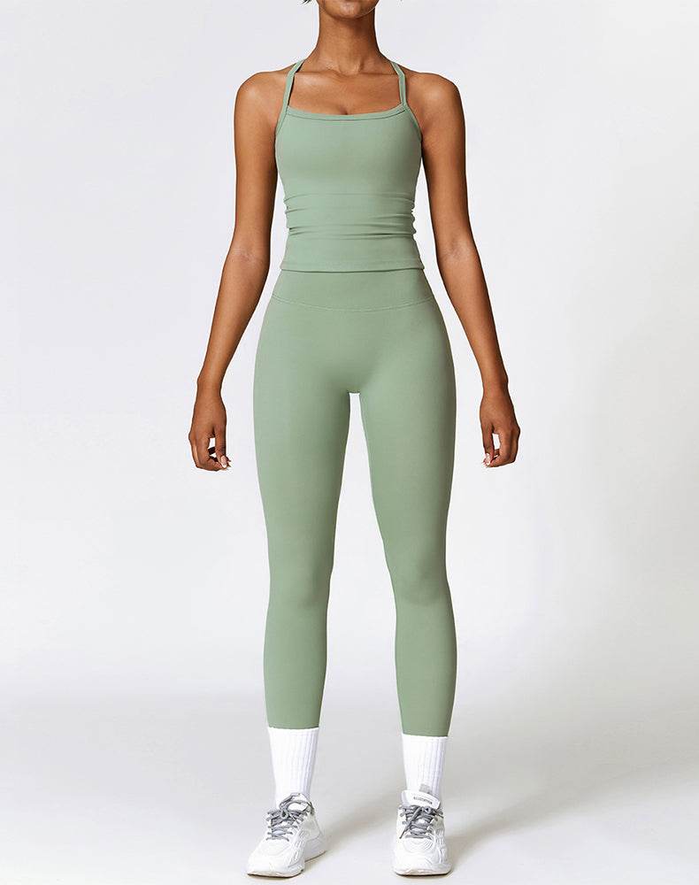 Athletic Wear with Criss Cross Back Tank Top and Legging