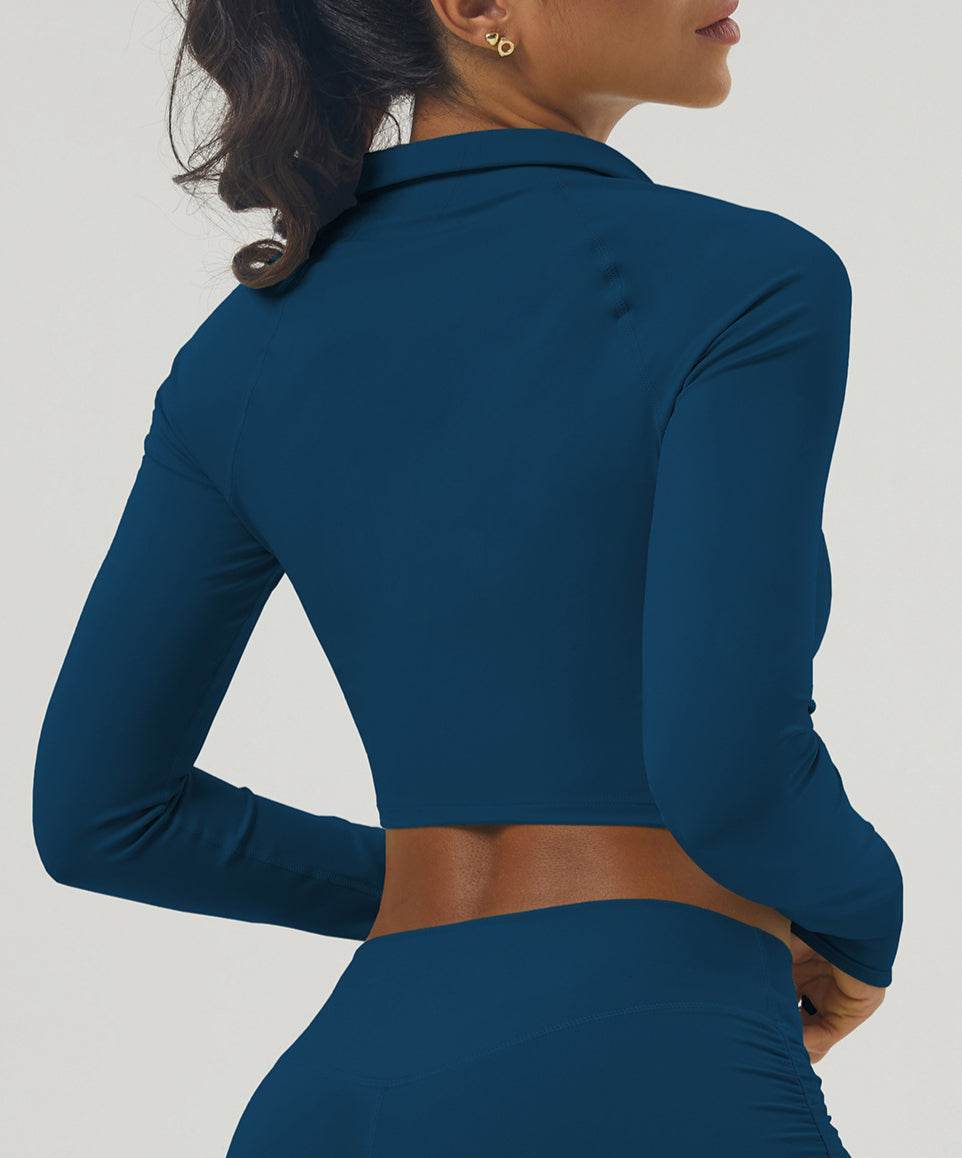 Long Sleeve Zip Up Cropped Sports Jacket